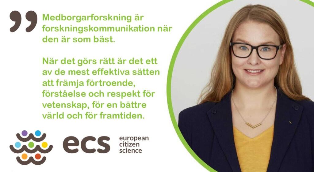 Vetenskap & Allmänhets kommunikationsansvariga Lotta Waesterberg Tomasson har blivit utvald för att bli ambassadör för medborgarforskning i Sverige under åren 2024-2026.
